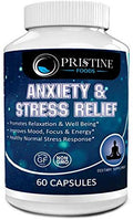 Pristine Foods Anti Anxiety & Stress Relief Supplements - Mental Clarity, Positive Mood, Depression, Focus & Energy Pills Fatigue Support - 60 Capsules