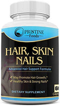 Pristine Foods Hair Skin & Nails Vitamins - Biotin Advanced Hair Growth, Healthy Skin, Strong Nails for Men & Women - 60 Capsules