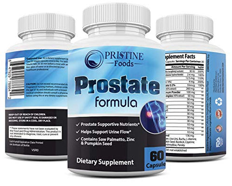 Pristine Foods Prostate Support Supplement - Improves Urinary Health, Bladder Discomfort, Reduce Nighttime Urination, Promote Sleep - 60 Capsules