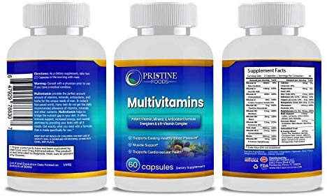 Daily Multivitamin Supplement with Vitamins A, C, E, B1, B2, B6, B12, Minerals and Organic Extracts to Support Energy, Brain, Heart, Immune and Eye Health Made in USA - 60 Capsules
