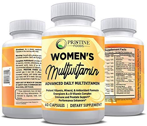 Pristine Foods Multivitamin for Women with Biotin + Folic Acid + B12 + Calcium + Magnesium - Women’s Daily Vitamins & Multi-Mineral Complex - Packed Full of Antioxidants & Energy Boosting Fruit