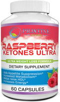 Pristine Foods 100% Pure Raspberry Ketone Complex Ultra 1200mg, Weight Loss Pills, Thermogenic Effect - Green Tea Extract, African Mango, Grape Seed Extract - 60 Veggie Capsules