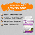 Pristine Foods Extra Strength Resveratrol Supplement 600mg - Trans-Resveratrol for Anti-Aging & Antioxidant, Cardiovascular Health, Blood Sugar Support - 60 Capsules