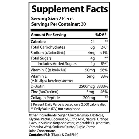 Collagen Gummies Formulated To Support Hair, Skin, Nail Growth With Vital Proteins And Collagen Peptide Vitamins For Men & Women, Non-GMO, Gelatin-Free, 60 Gummies Made In USA, By Pristine Foods.